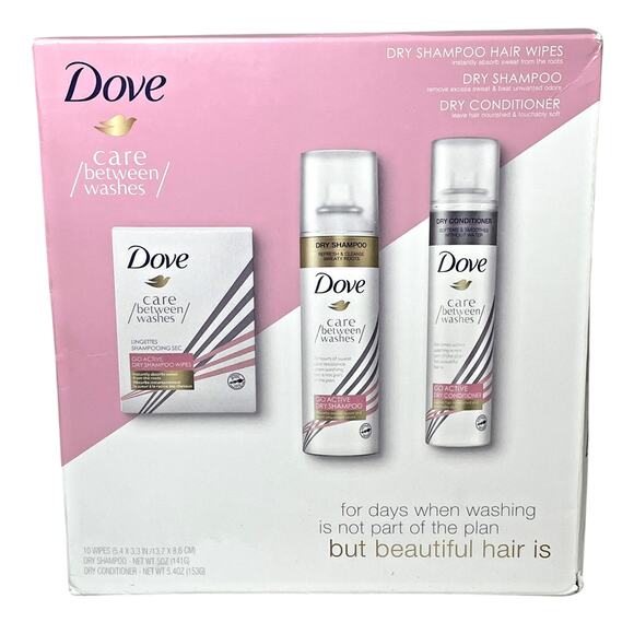 Dove Care Between Washes Go Active Dry Shampoo Conditioner Wipes Set of 3 - Picture 1 of 10